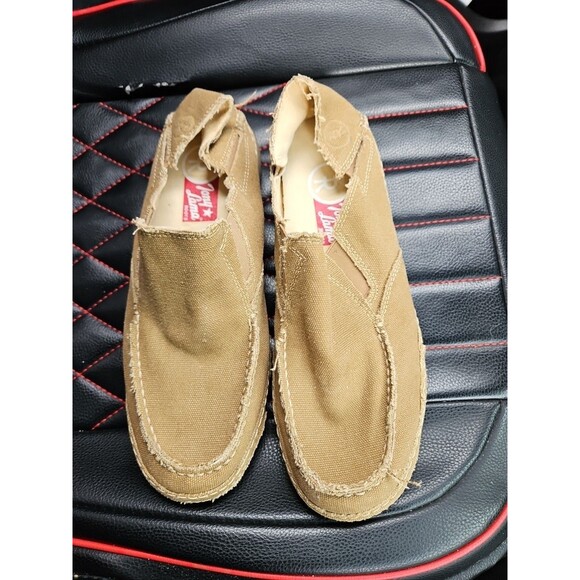 Tony Lama RR3025 Mens9.5D Slip On Moc Toe Casual Shoes Winter Wheat Tan Canvas - Picture 1 of 8